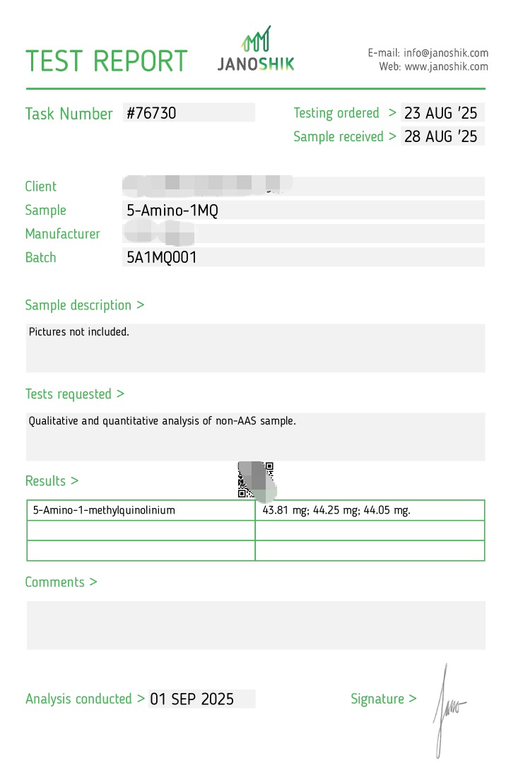 5-Amino-1MQ Purity Verification