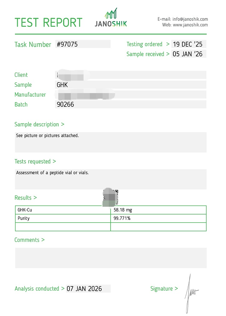 GHK-Cu Purity Verification