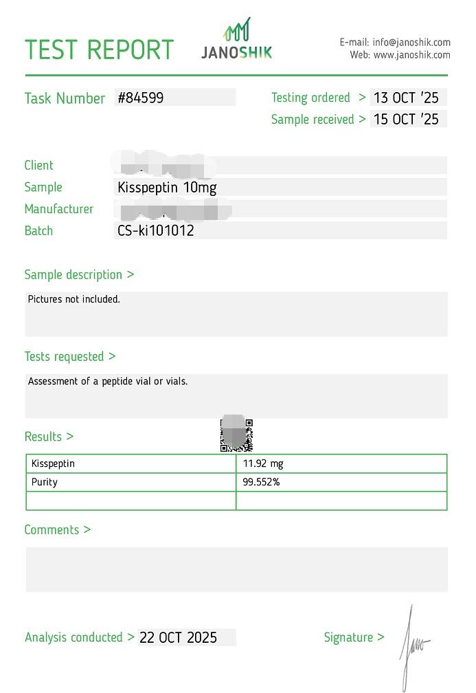 Kisspeptin Purity Verification