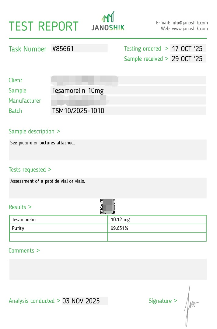 Tesamorelin Purity Verification