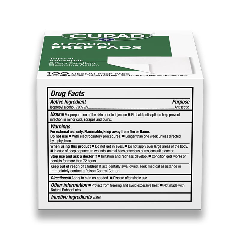 Box of CURAD Alcohol Prep Pads for laboratory sanitization