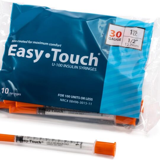 Easy Touch 30G – 1mL (1cc) U-100 Syringes product image for laboratory research use.